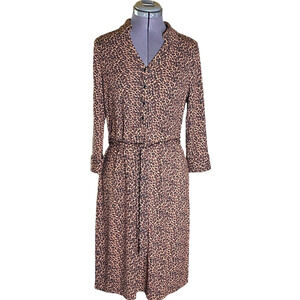 Retro Talbots Womens MP Sheath Mob Boss Leopard Print Brown Black Midi Dress